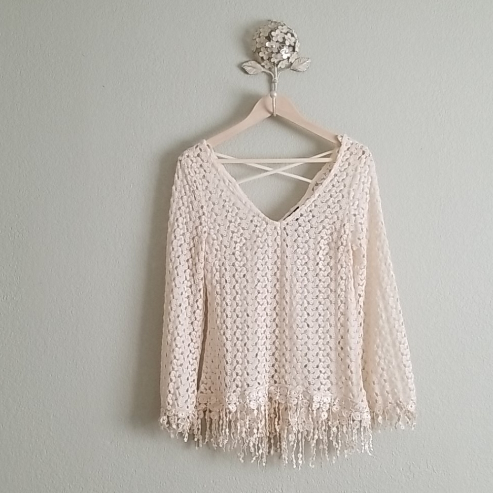 Monteau Crocheted boho top size medium